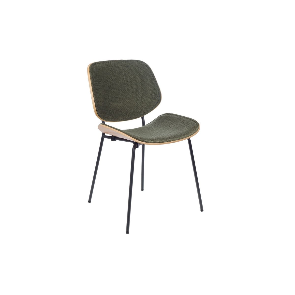 Chaises rétro en chêne et tissu (lot de 2) - ELLEA vert, HELLIN, DEPUIS 1862