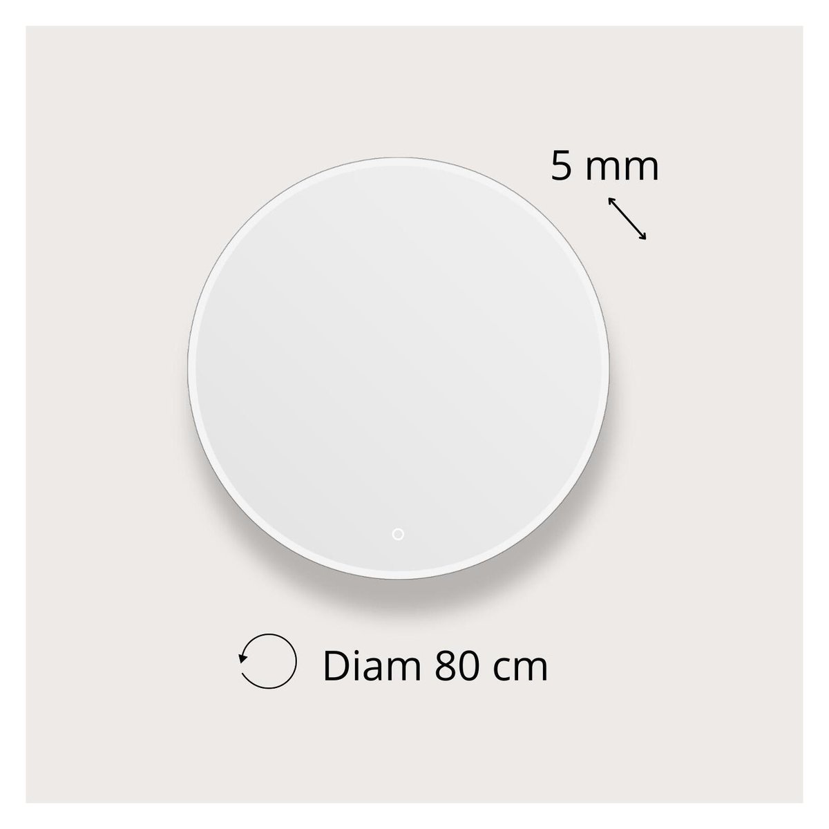 Miroir LED rond D60/70/80cm avec cadre rétroéclairé ORAYA couleur unique, MOB IN