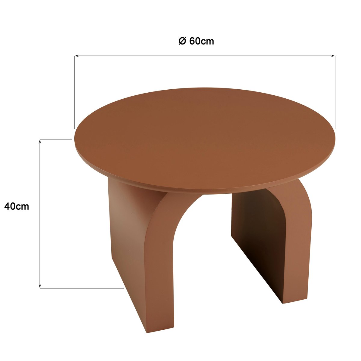 Table basse ronde en bois laqué terracotta D60cm CASTILLE terracotta, PIER IMPORT