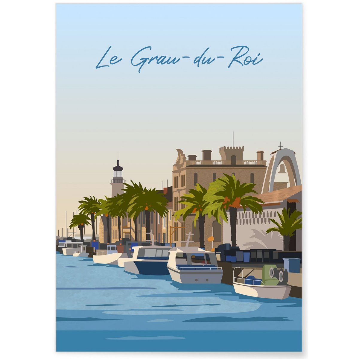 Affiche ville Le Grau-du-Roi blanc, L'AFFICHERIE