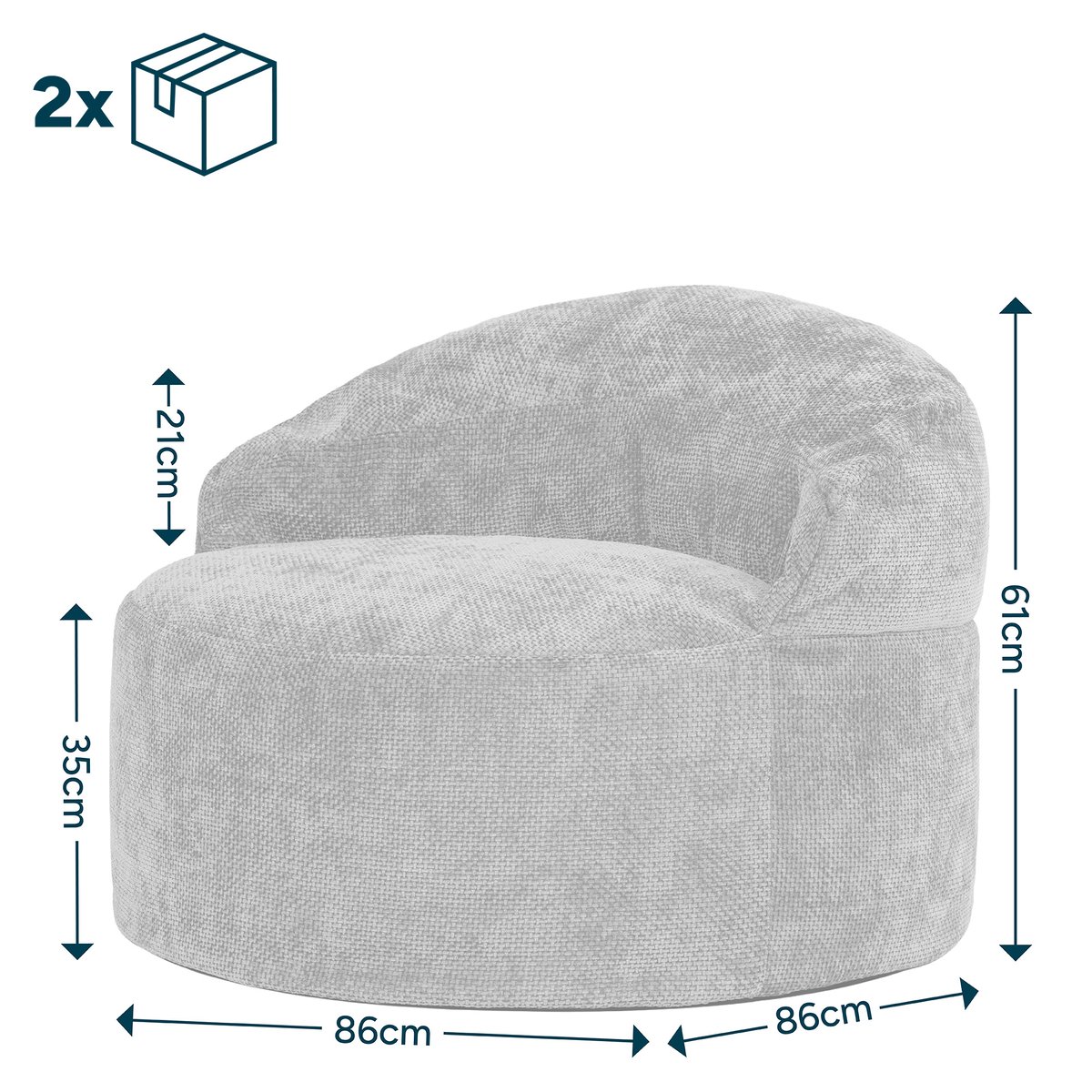 Pouf fauteuil d’appoint décoratif en tissu chenille Oeko-Tex® - ORB moutarde, ICON