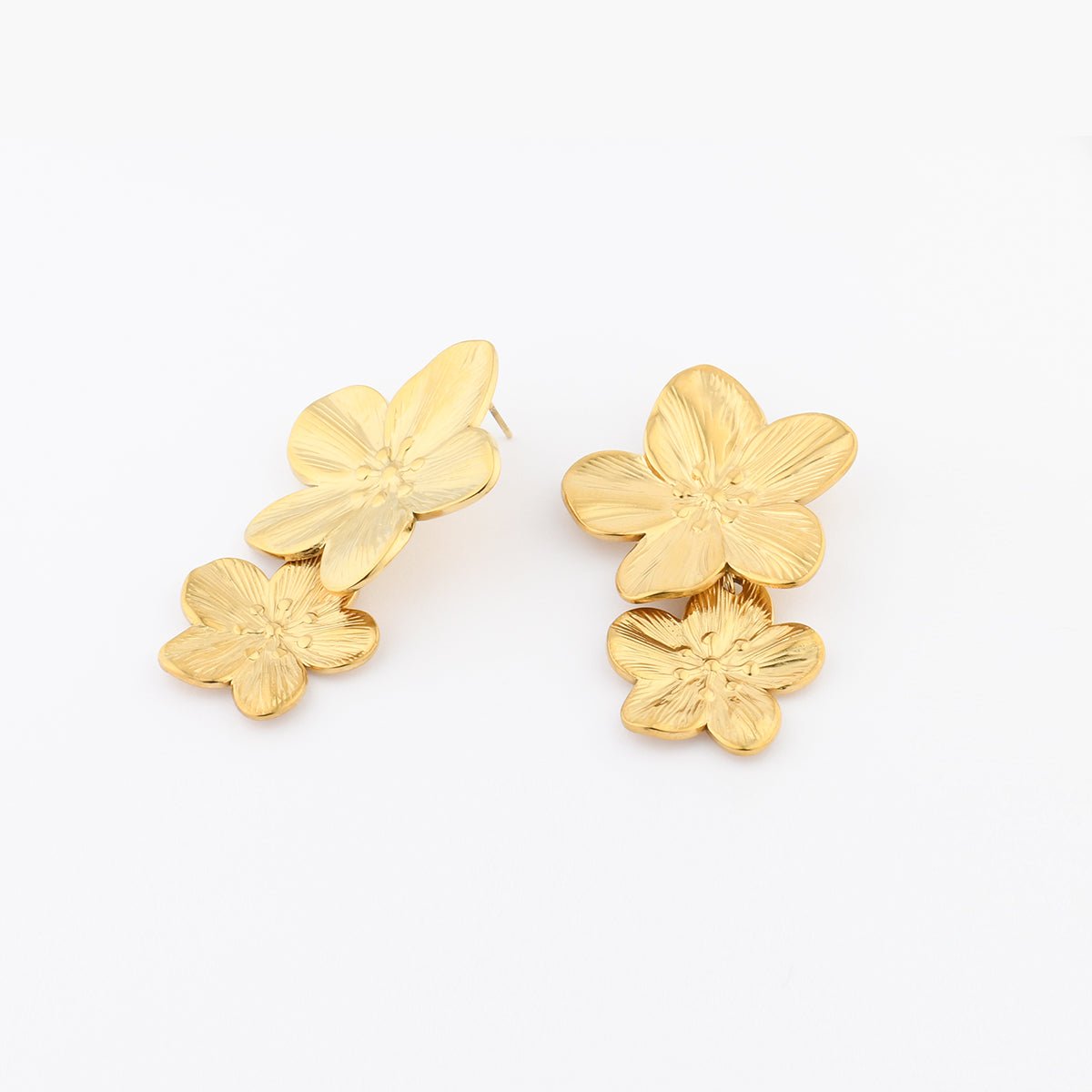 Boucles d'oreilles 2 fleurs Acier inoxydable aucun, BALABOOSTE