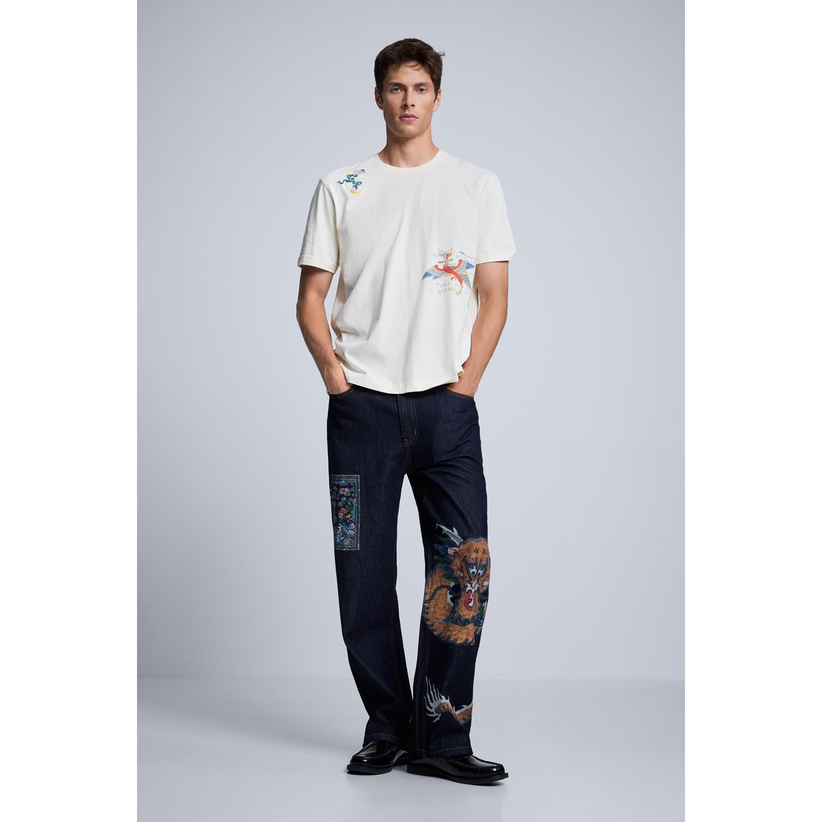 T-shirt brodé multicolore, DESIGUAL