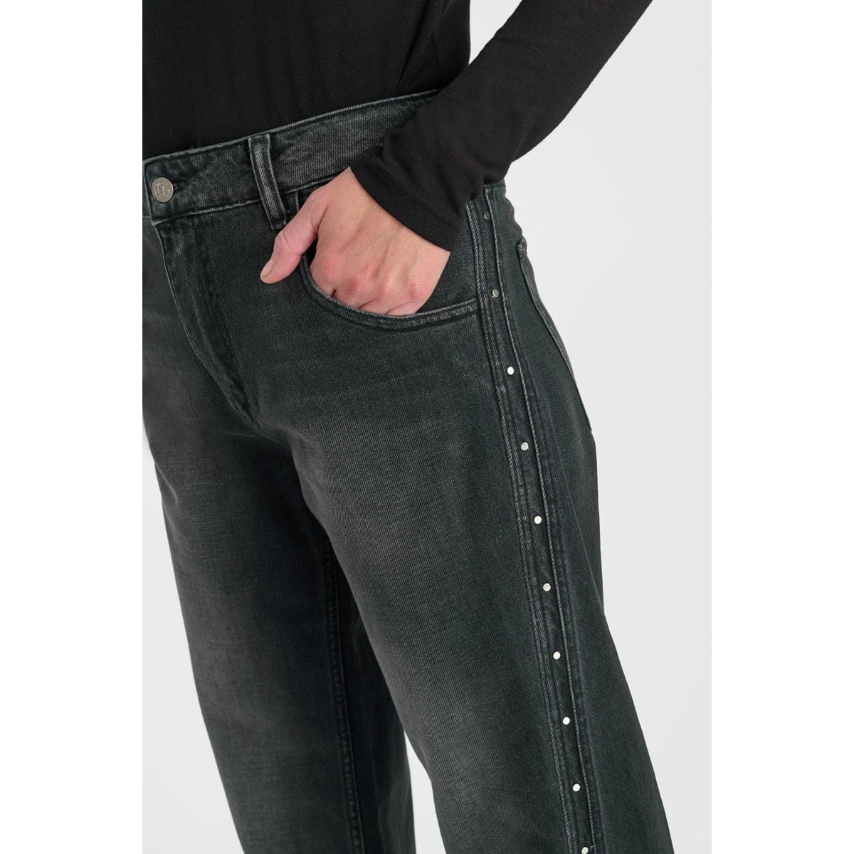 Jeans loose, large LEALY, longueur 34 black / black, LE TEMPS DES CERISES