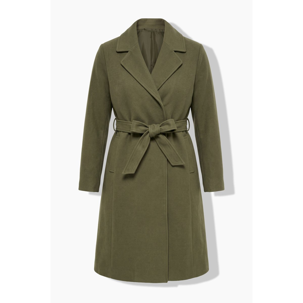 Manteau en lainage à col à revers et coupe kaki foncé, STUDIO UNTOLD