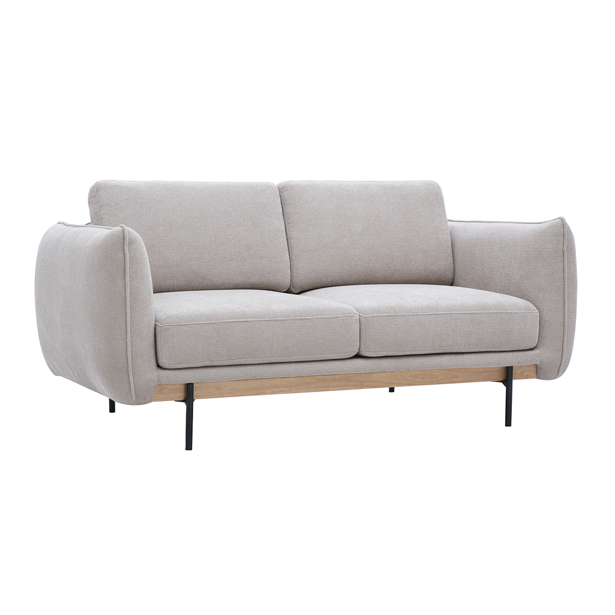 Canapé design 2 places en tissu chenille beige et métal noir TODD beige, MILIBOO