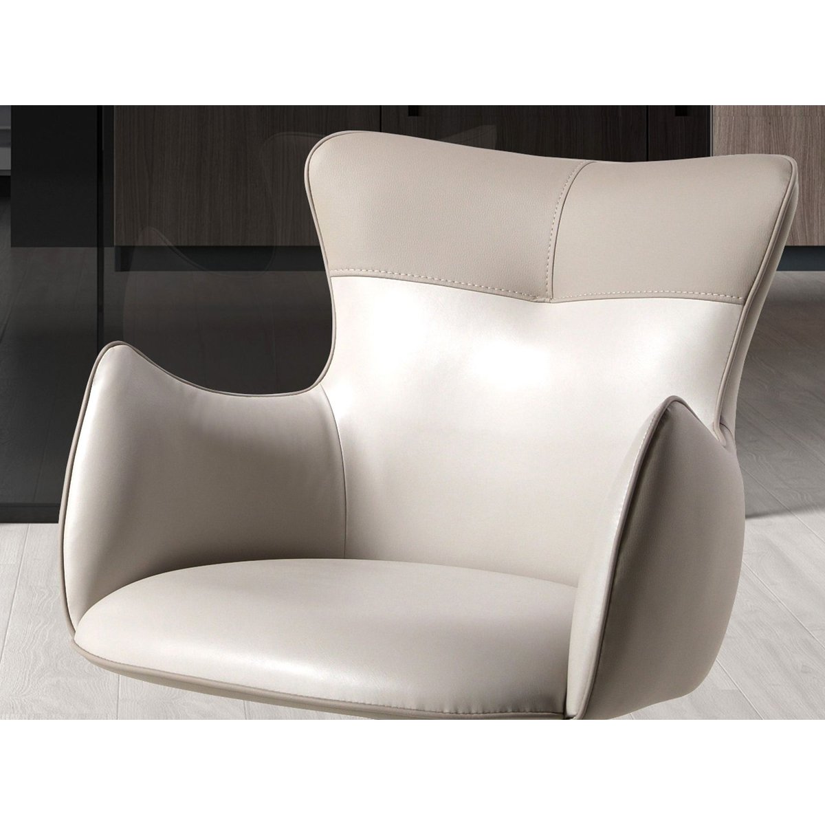 Chaise pivotante en similicuir blanc cassé | greige | sable, ANGEL CERDA
