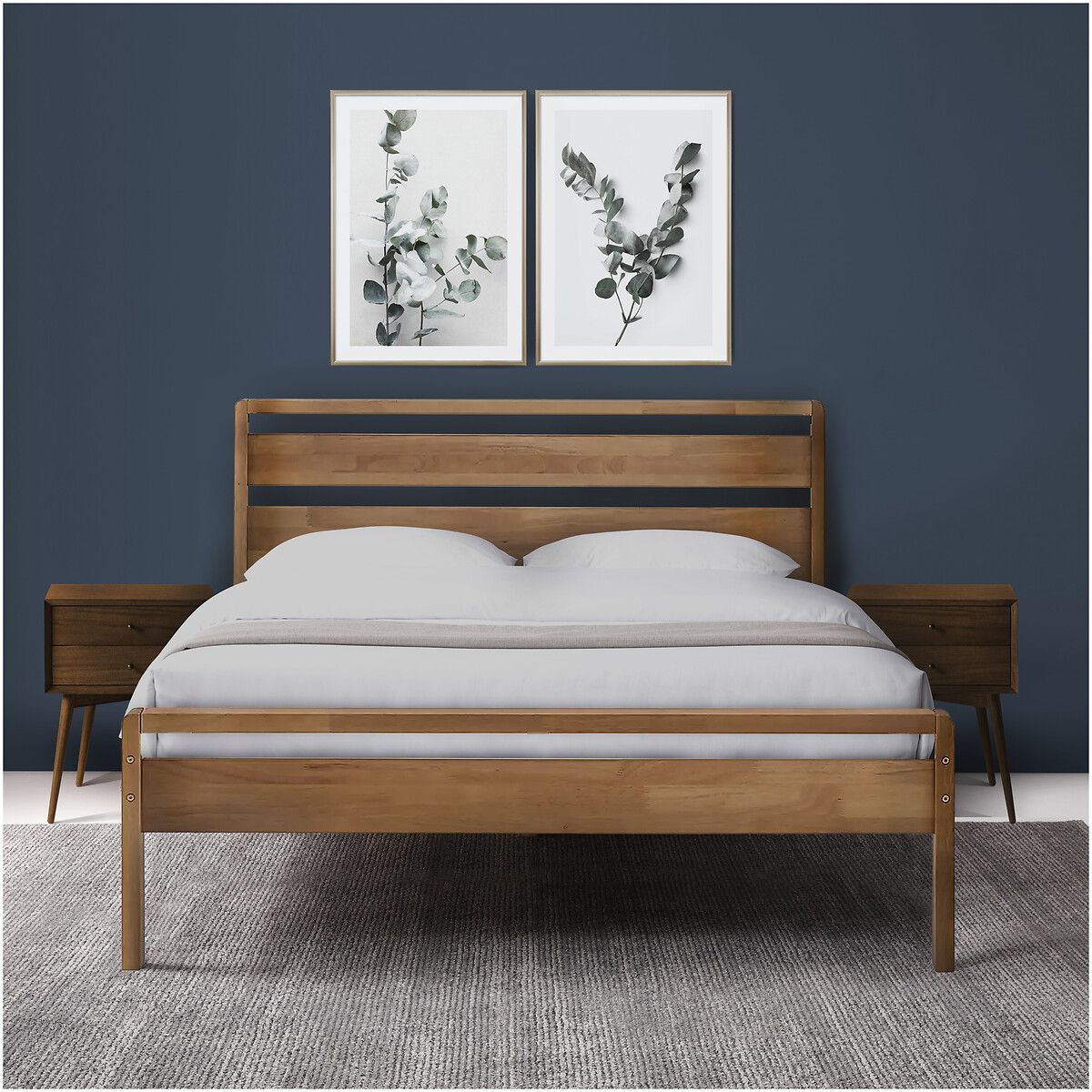 Skandi Mid Century Solid Wood Bed natural oak, SO'HOME