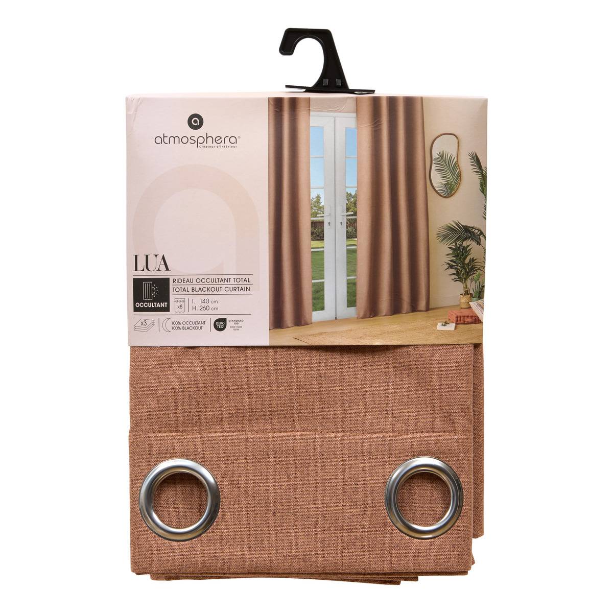 Rideau effet lin occultant LUA terracotta, ATMOSPHERA