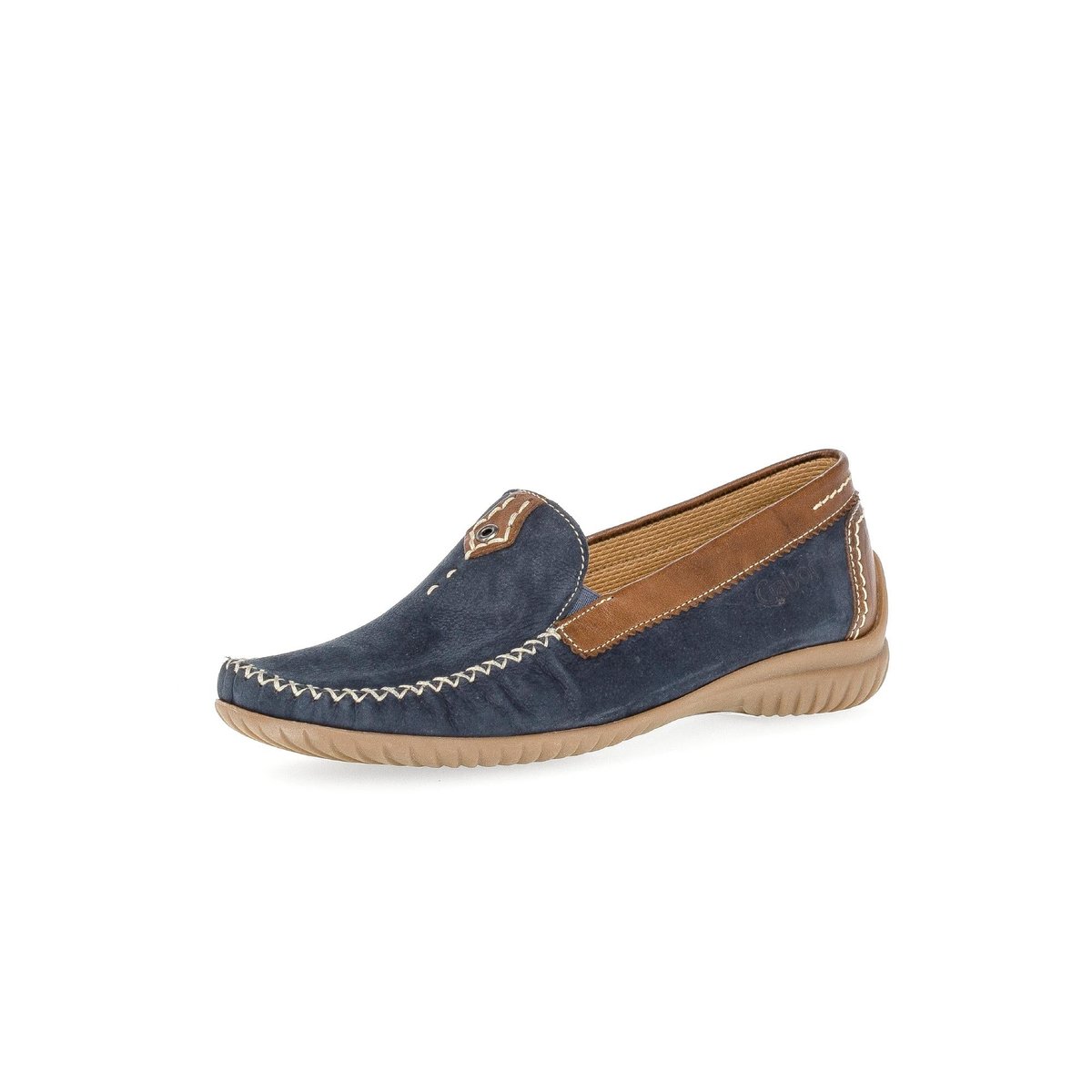 Mocassins en cuir à talon compensé bleu marine, GABOR