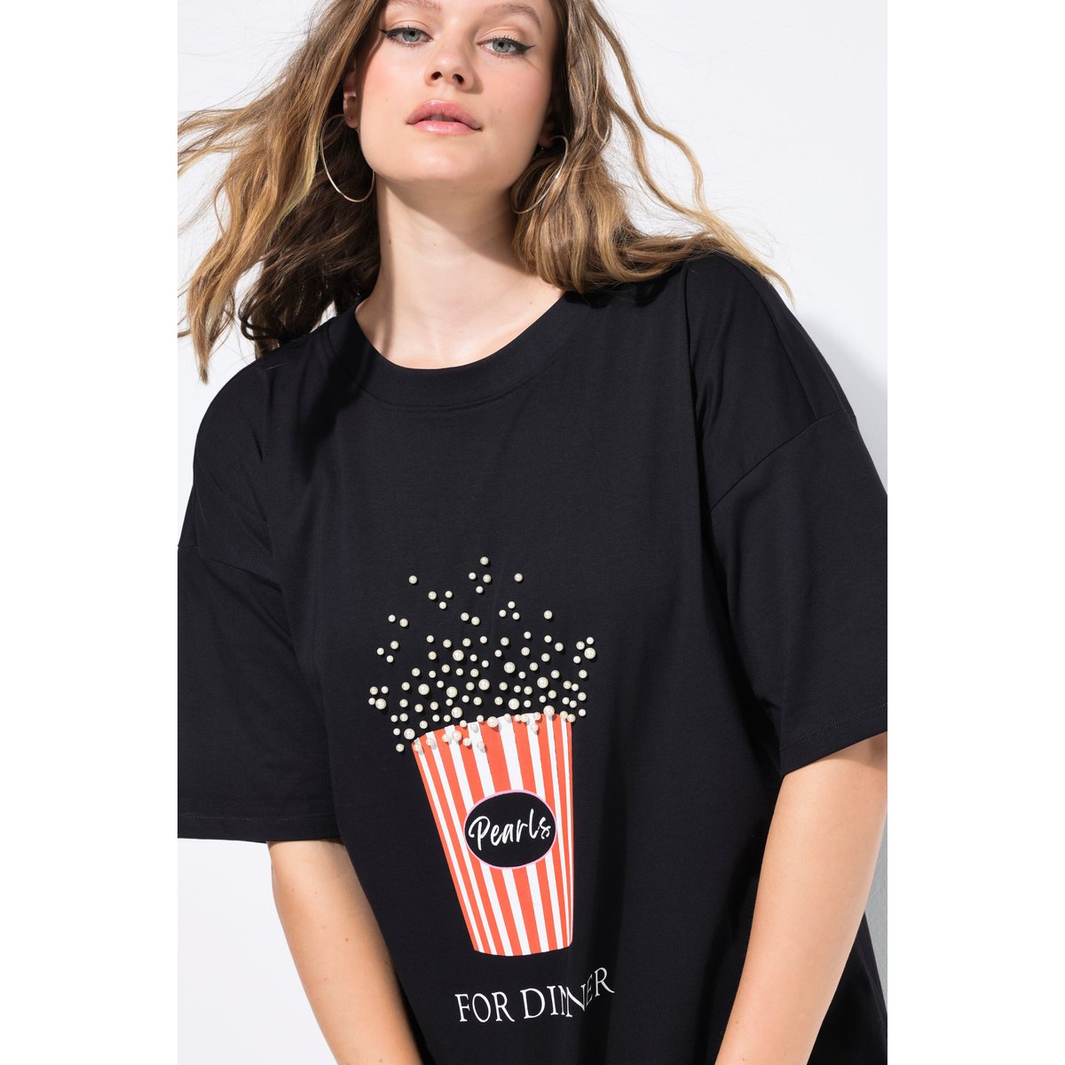 T-shirt oversize avec imprimé pop-corn et noir, STUDIO UNTOLD