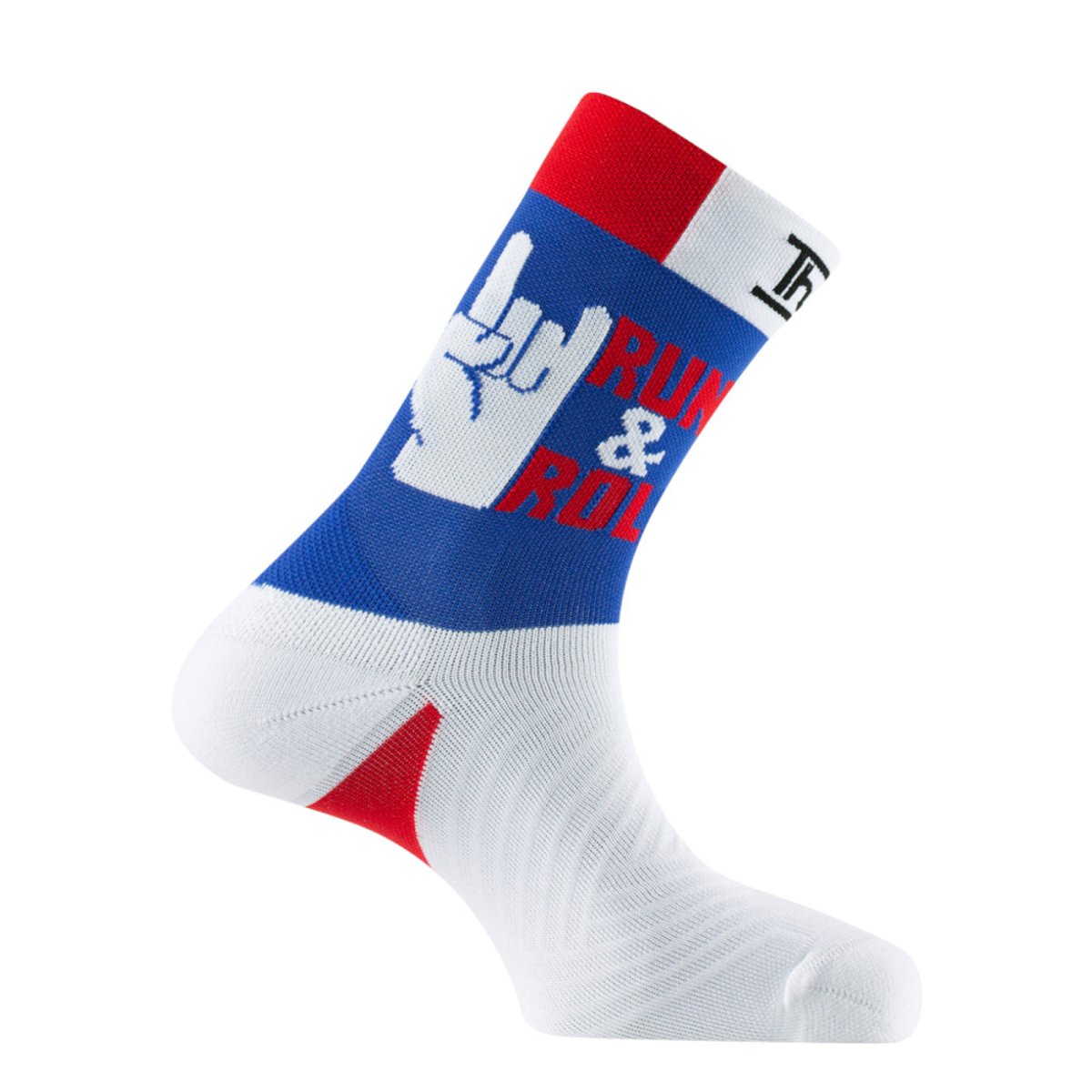 Mi-chaussettes de running humoristique 'RUN & ROLL' blanc, THYO