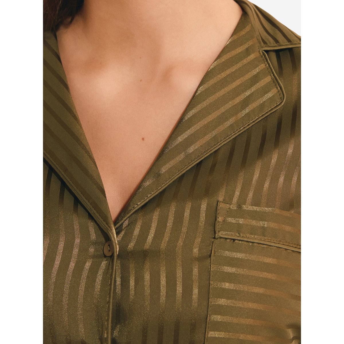 Chemise de pyjama à rayures HALMIA kaki olive, ETAM