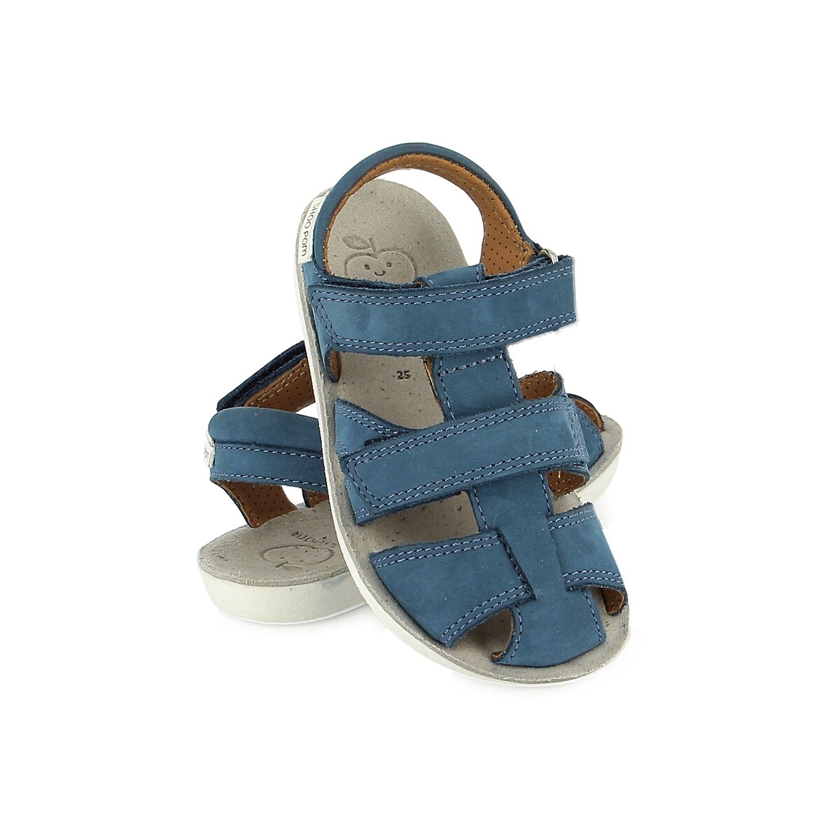 Sandales en cuir GOA NEW à scratch bleu, SHOO POM