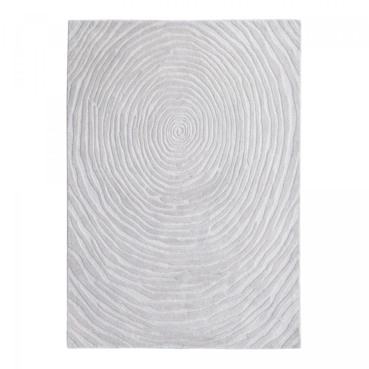 Tapis salon et chambre fait à la main en laine motif faux uni IZ écru, UN AMOUR DE TAPIS
