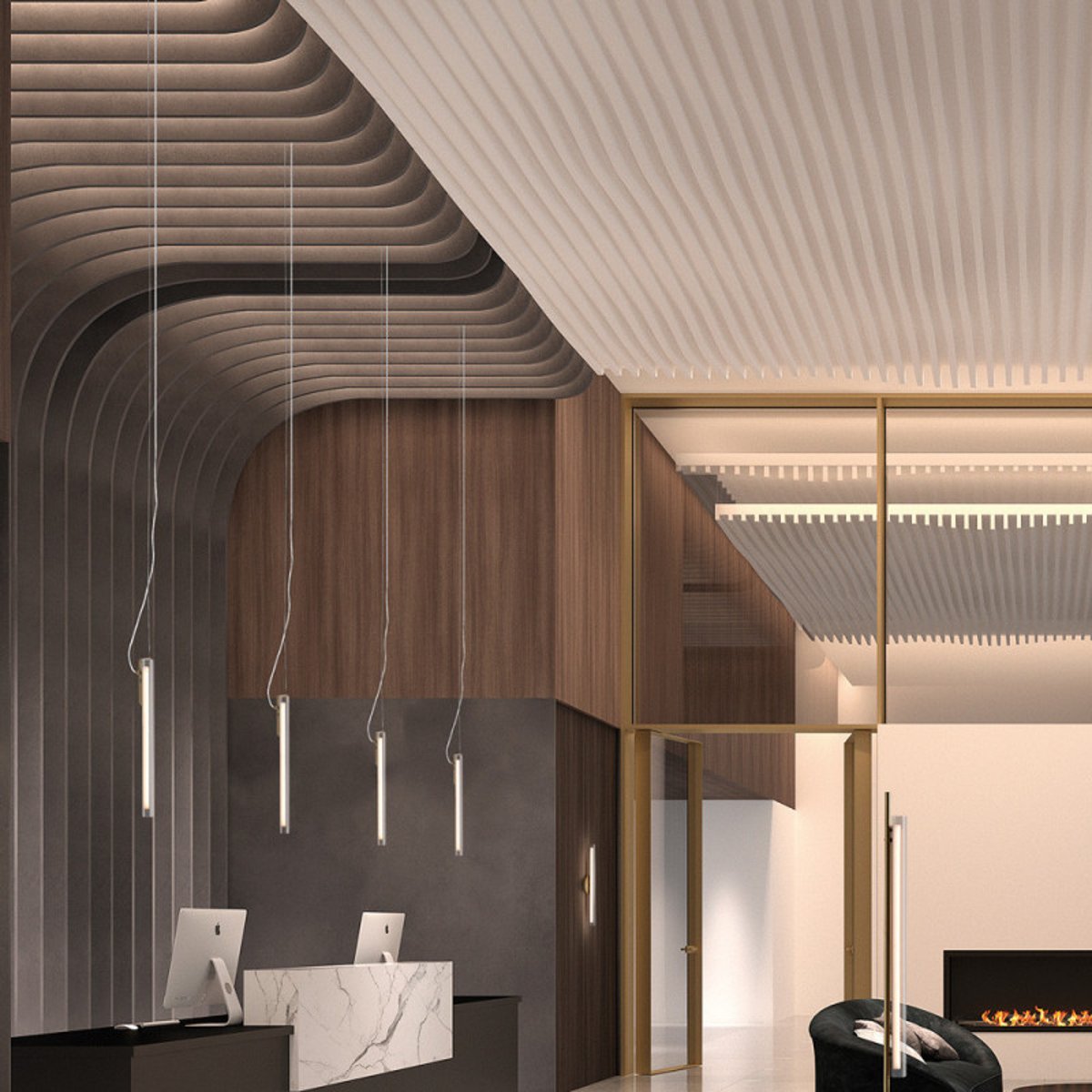 Suspension led verticale dimmable laiton Oslo laiton, MILLUMINE