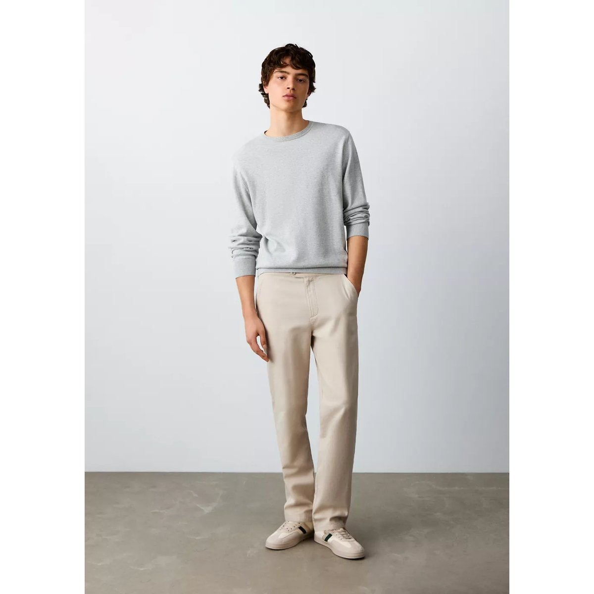 Pantalon coton lin droit sable, MANGO TEEN