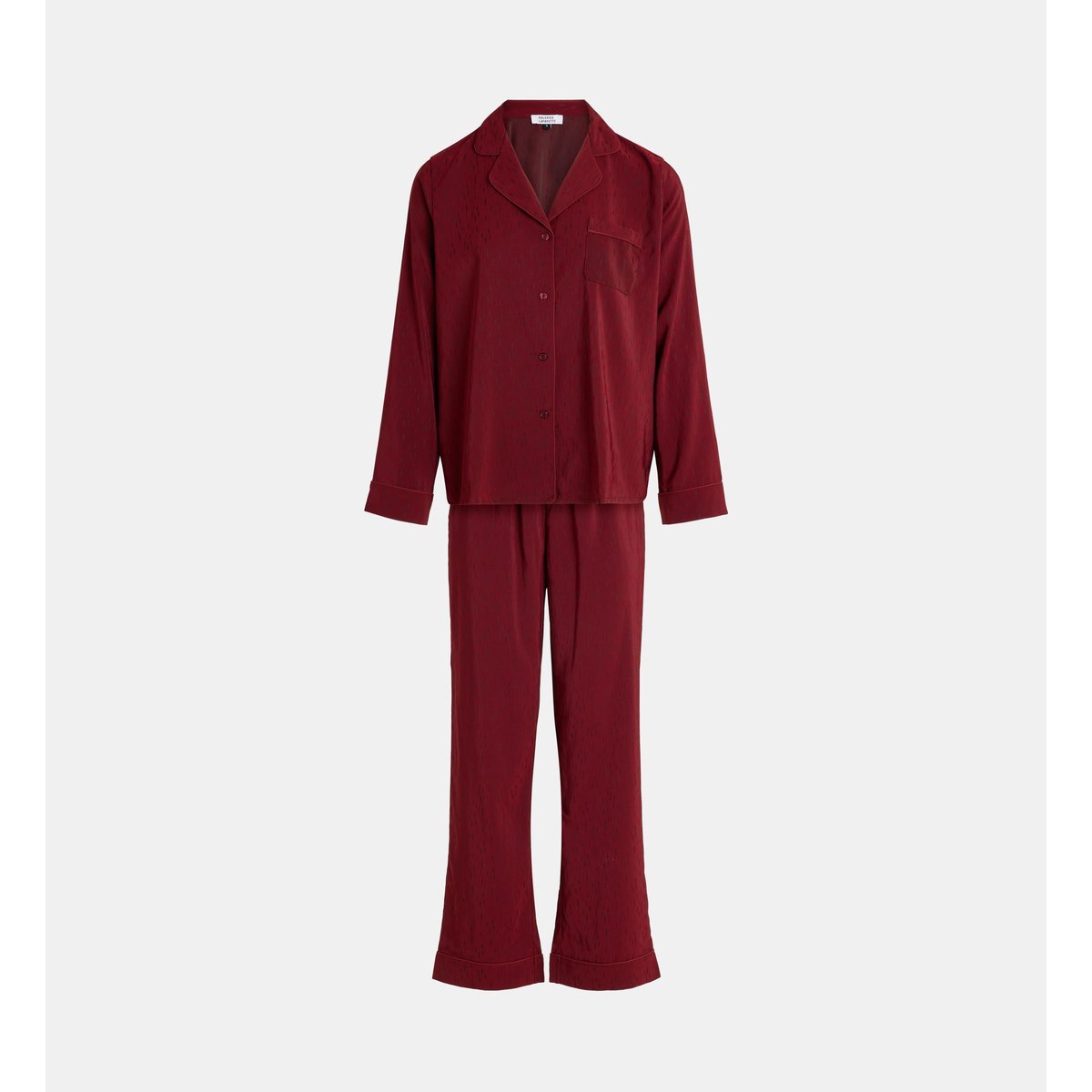 Pyjama long diola en satin jacquard bordeaux, GALERIES LAFAYETTE