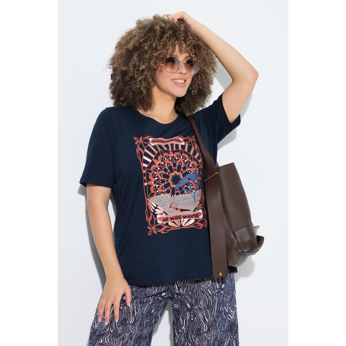T-shirt motif imprimé, coupe Classic Fit marine, ULLA POPKEN