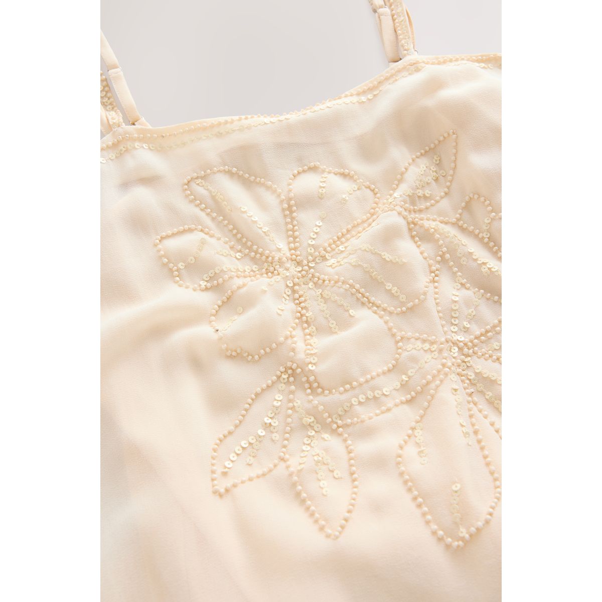 Robe mi-longue à taille tombante crème, NEXT