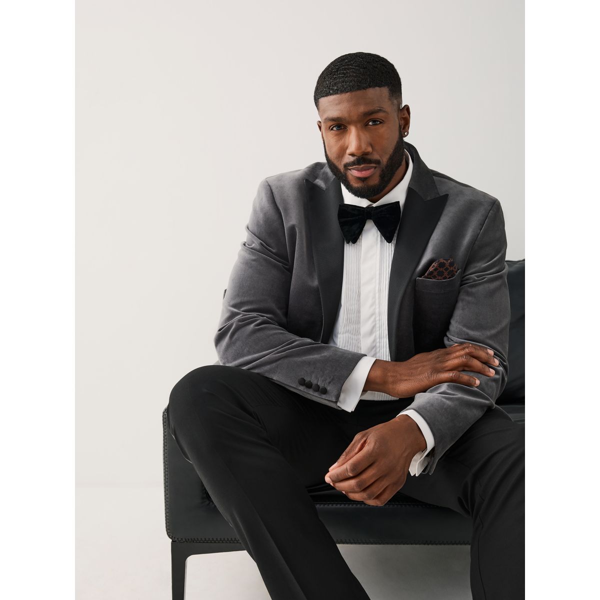 Blazer moulant en velours et motionflex gris, NEXT