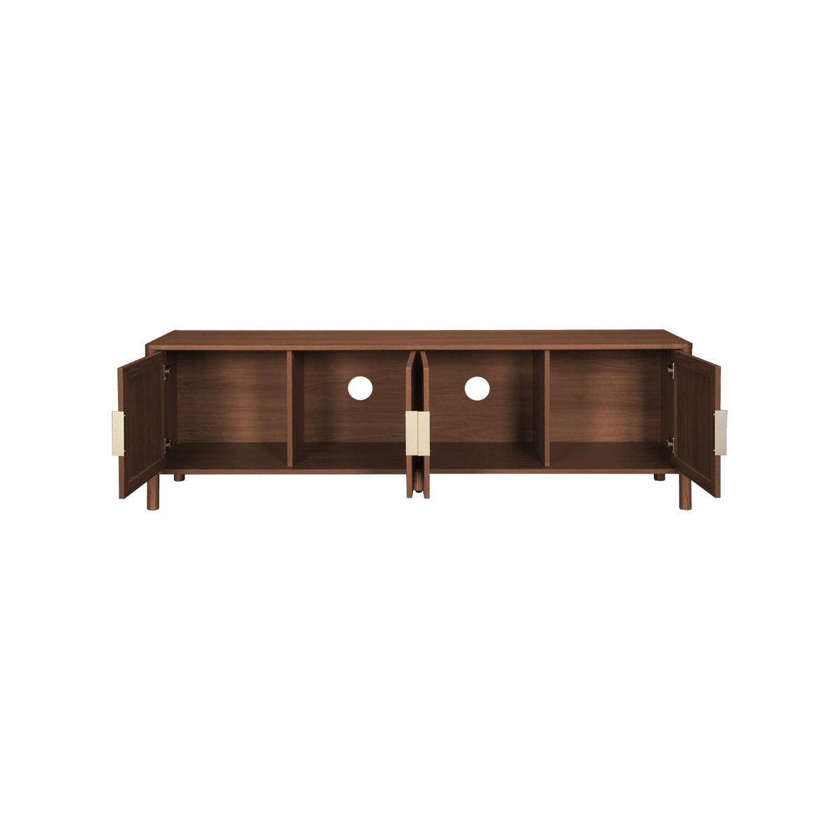 Meuble TV vintage décor bois et cannage 4 portes 160cm ETTA noyer, SWEEEK