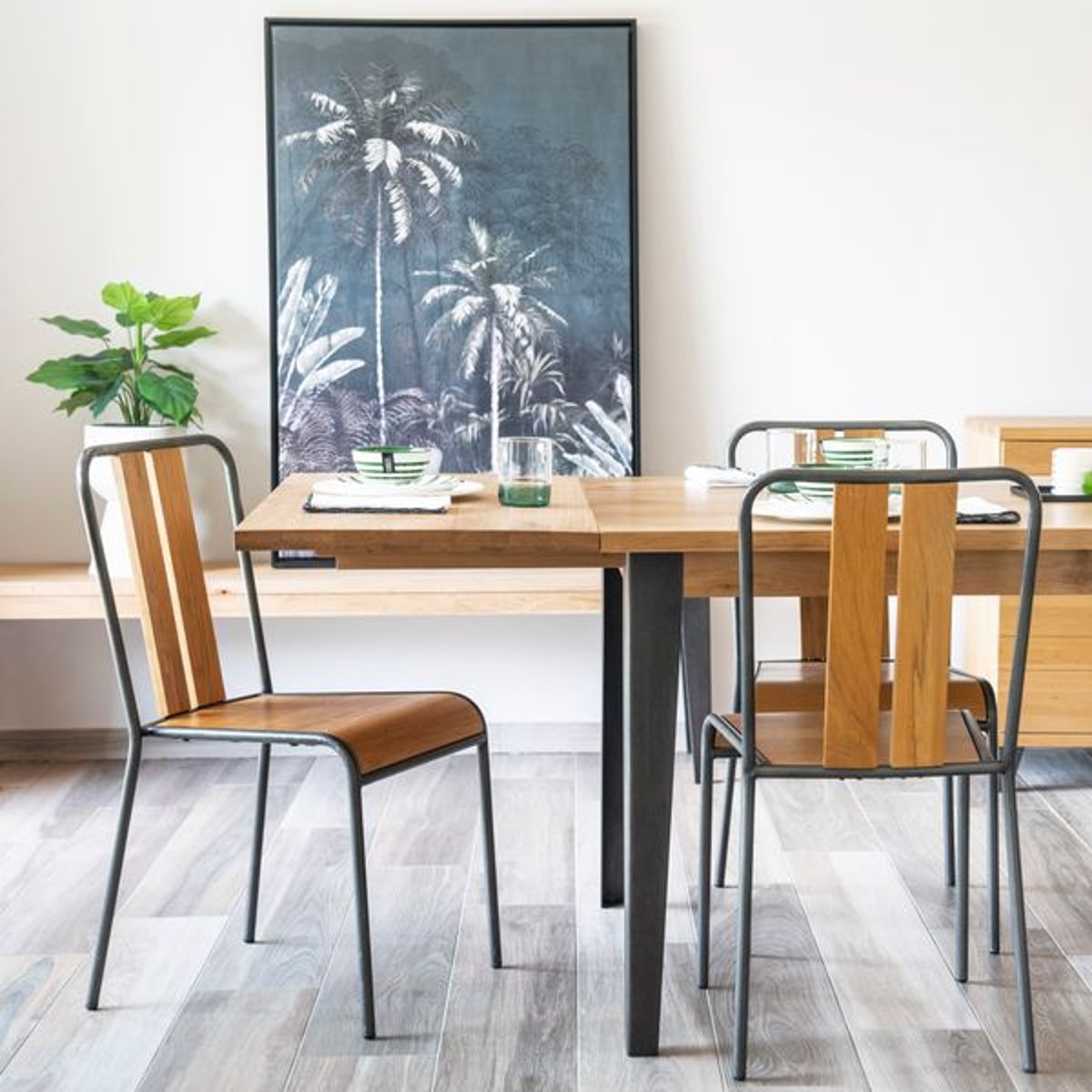 Allonge 100 cm pour table repas naturel clair, ZAGO