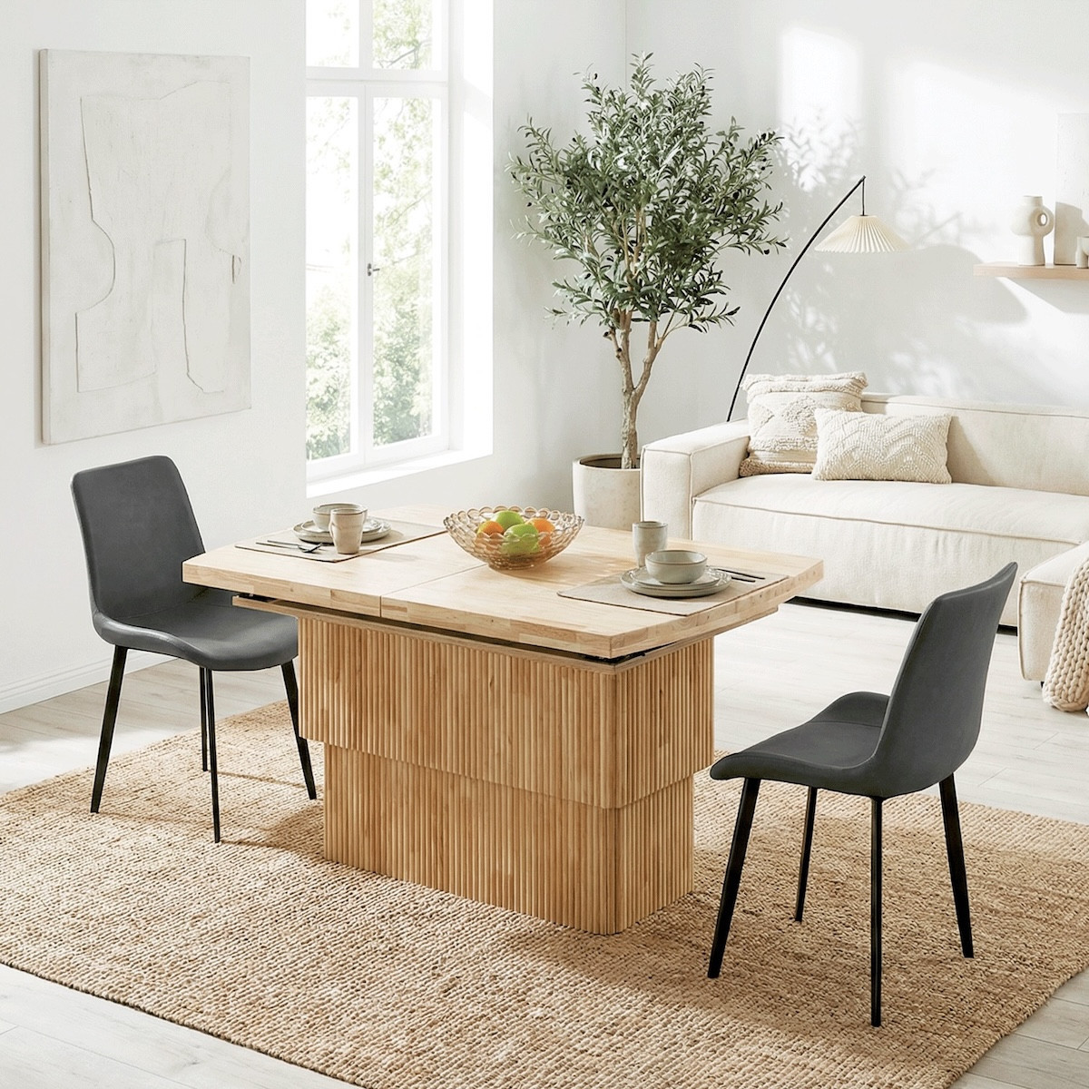 Table basse relevable repas électrique et extensible  - NOWEN marron, MATHI DESIGN