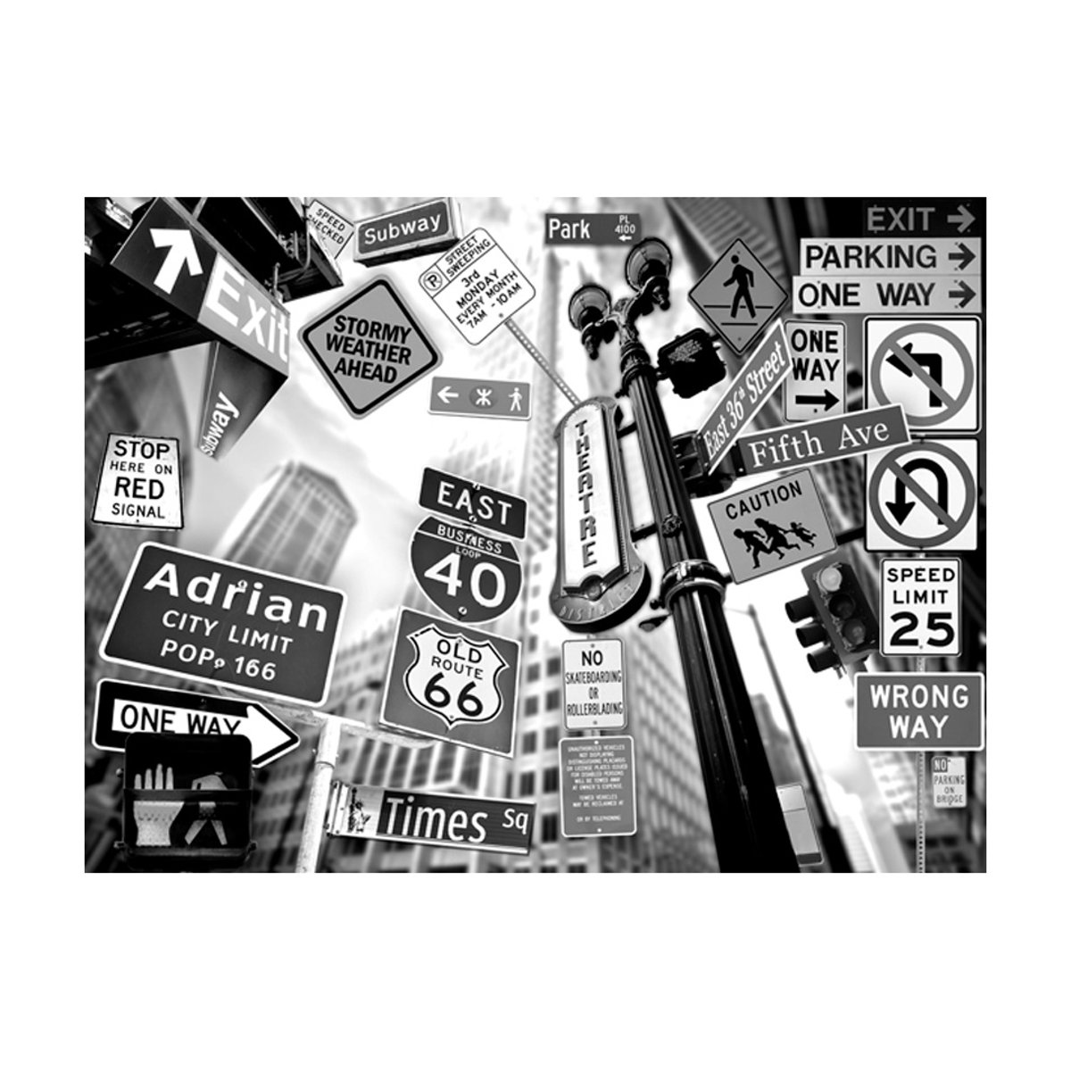 Papier peint intissé panoramique Ville et Architecture Tous les chemins mènent à Manhattan noir, EDEN