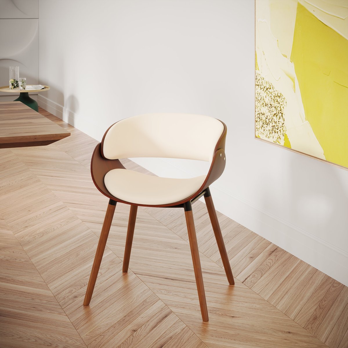 Table et chaises 8 personnes en cuir synthétique - SURDIMAN marron et beige, MAISON PAVANE