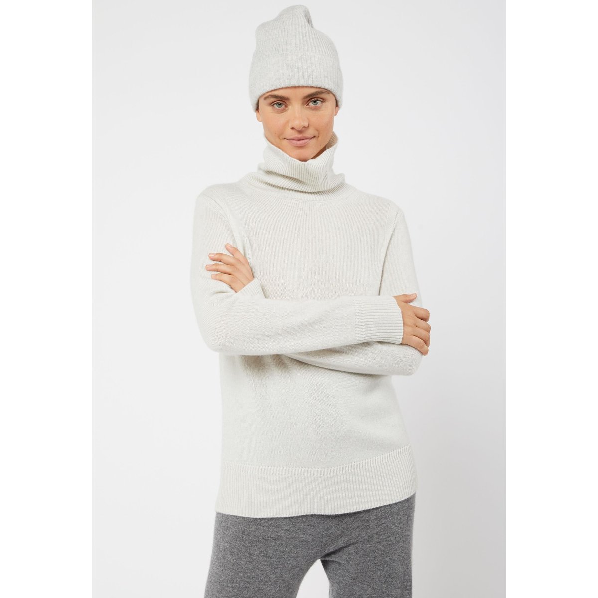 Pull col roulé oversize en cachemire blanc, RODIER