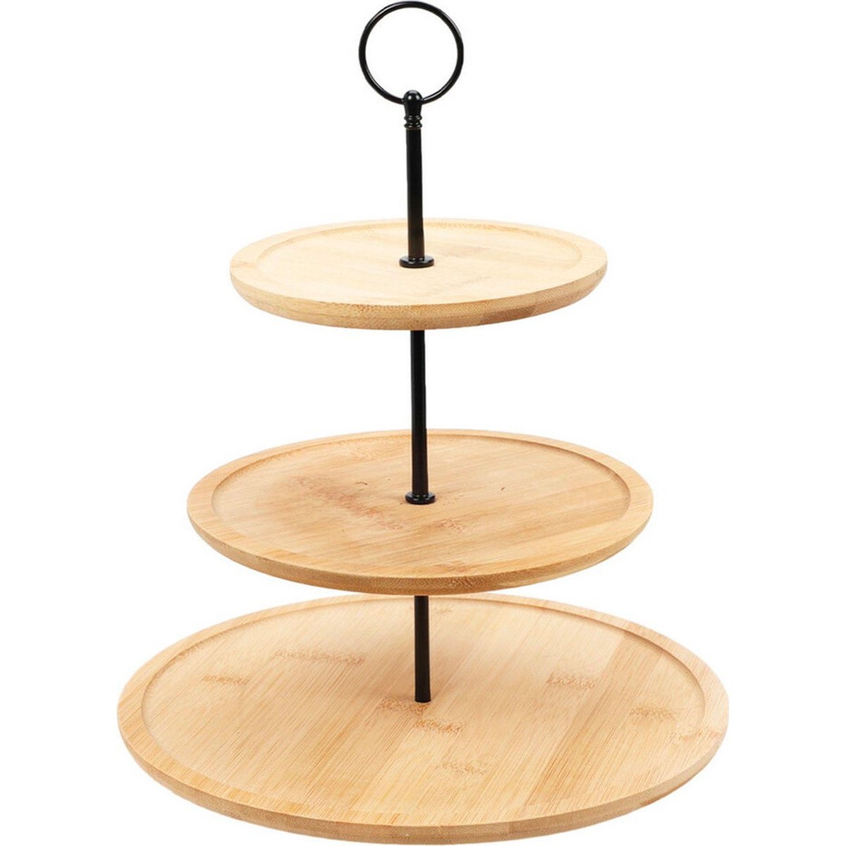Plat de présentation 3 étages en bambou 28x28x40cm bois, WADIGA