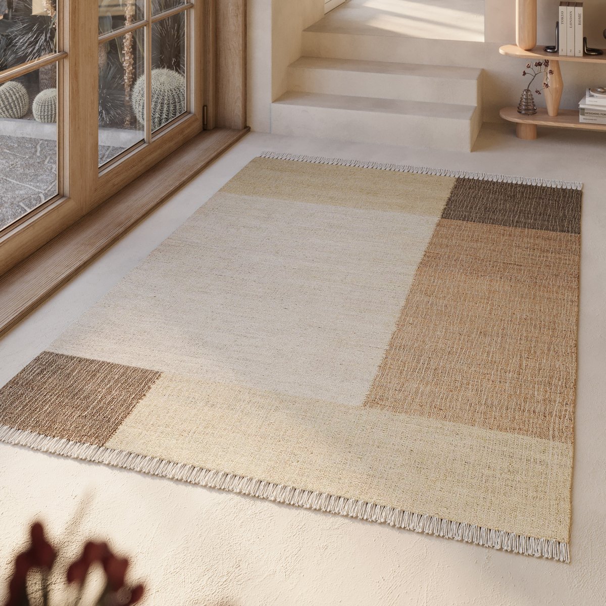 Tapis jute à franges géométrique ,  VALENTIN naturel, WECON HOME