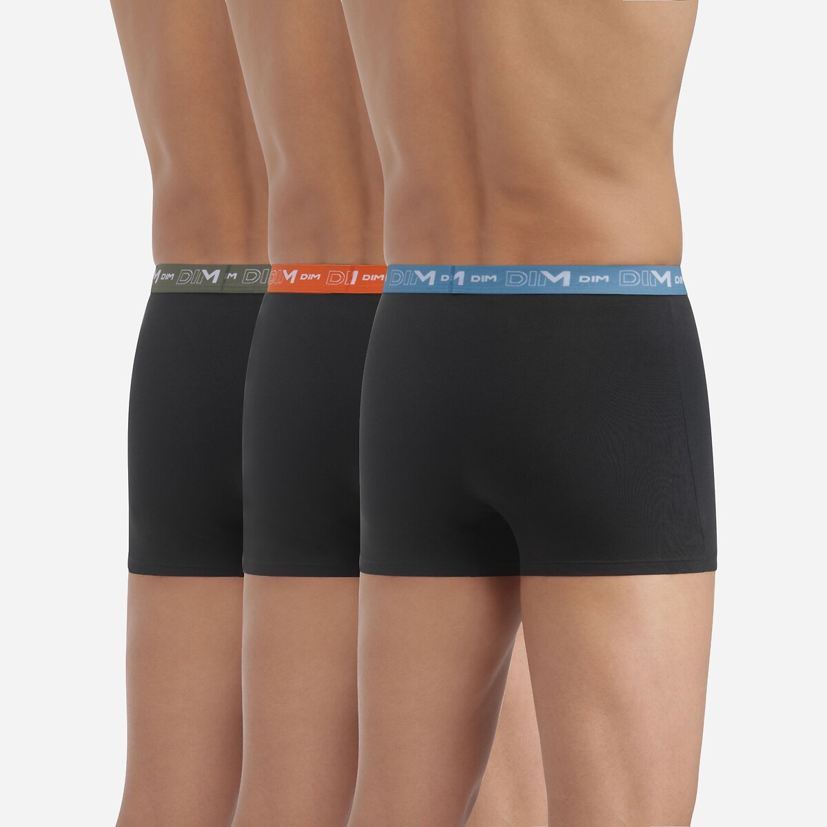 Confezione da 3 boxer in cotone elasticizzato noir + bleu + orange, DIM