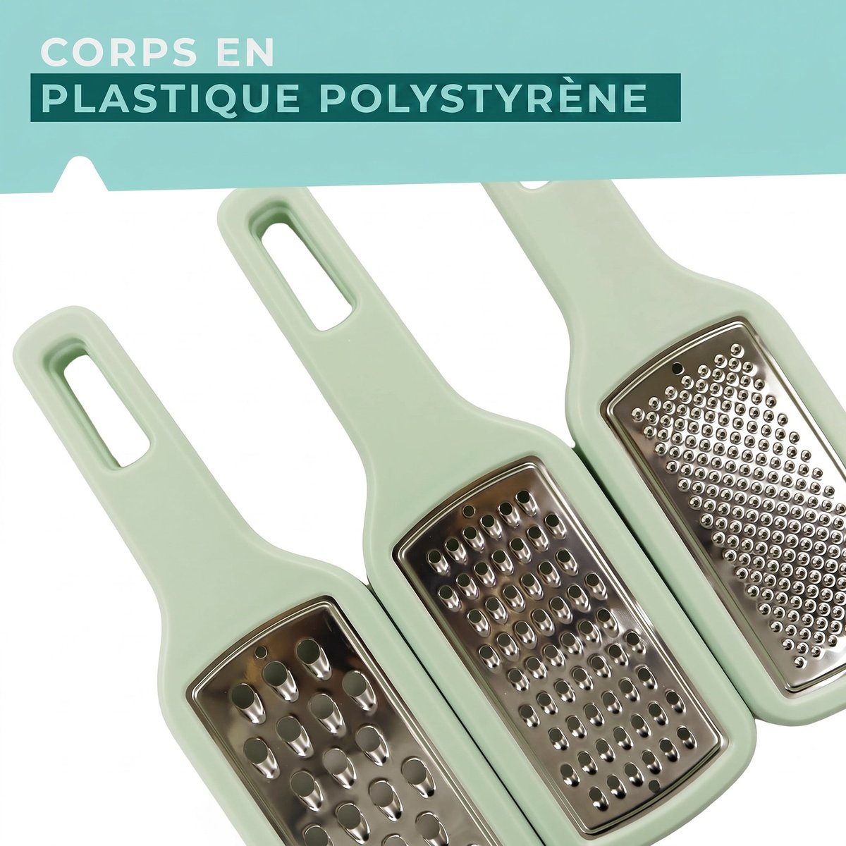 Lot de 3 râpes à légume manuel OCEAN gris,vert, FACKELMANN