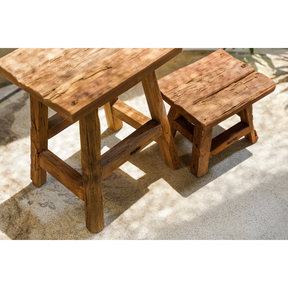 Tabouret en teck récupéré YOKE beige, BAZAR BIZAR