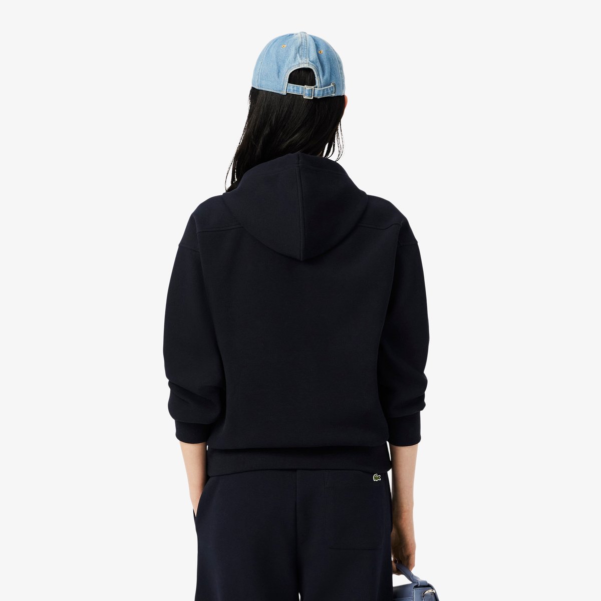 Sweatshirt à capuche zippé en Piqué bleu-hde, LACOSTE