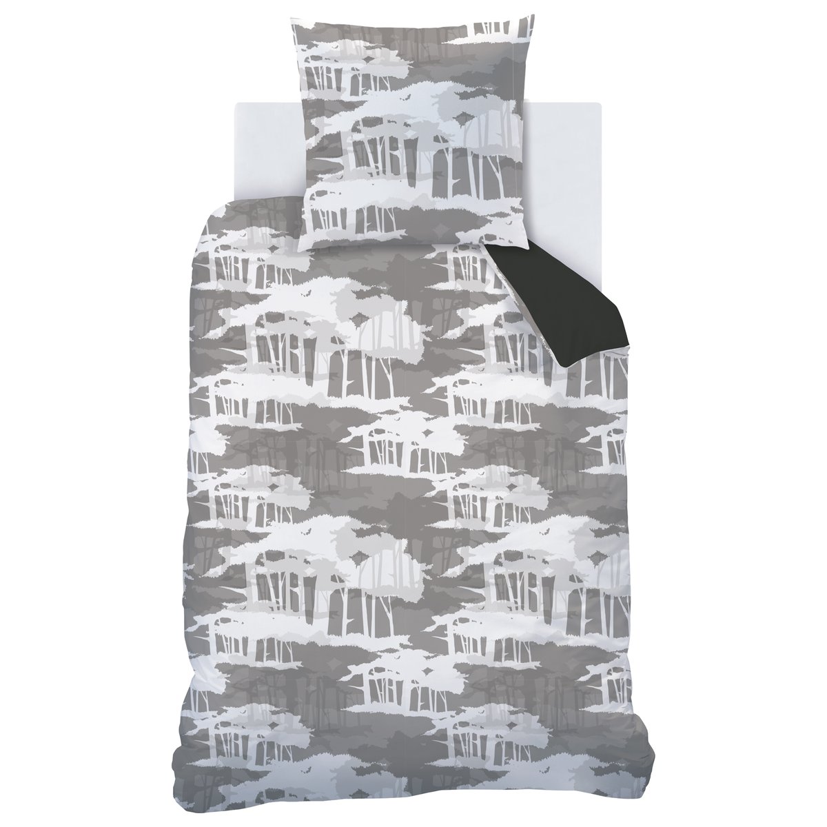 Parure de lit imprimée 100% coton, UZUMAKI gris foncé, NARUTO