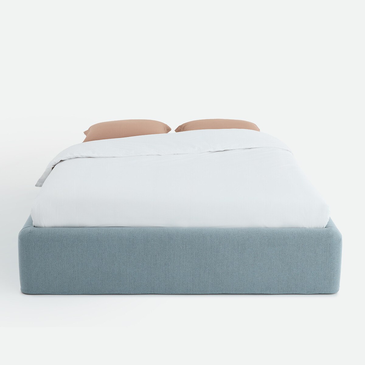 Lit coffre, tissu chenille texturée, sommier relevable, BOLEA bleu, LA REDOUTE INTERIEURS