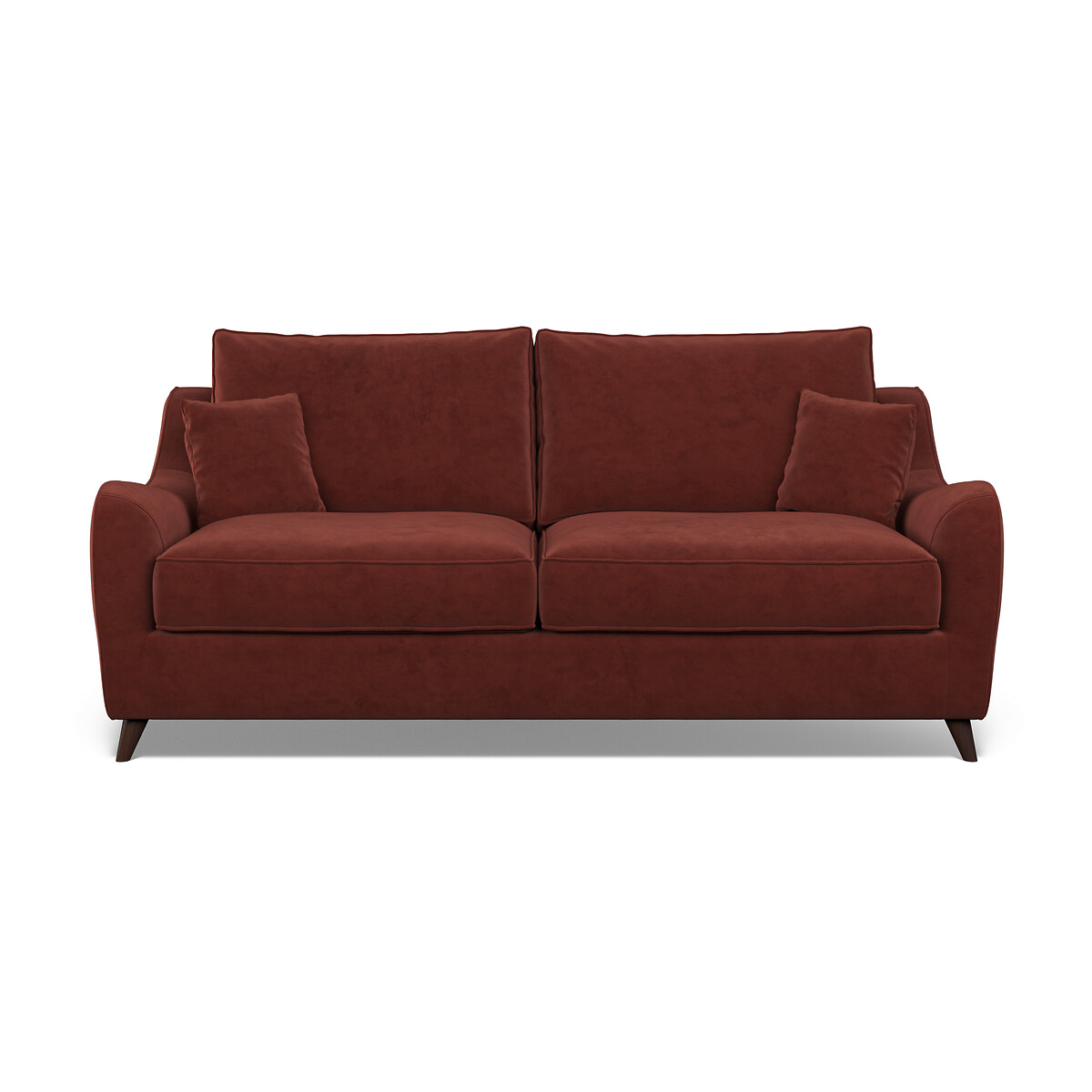 Amelia Velvet 3 Seater Sofa with Dark Wood Legs burgundy, ÉDITÉ