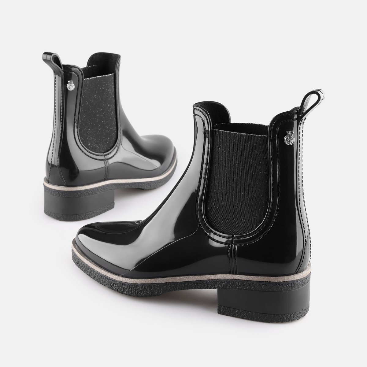 Boots de pluie vegan à talon AMAYA noire, LEMON JELLY