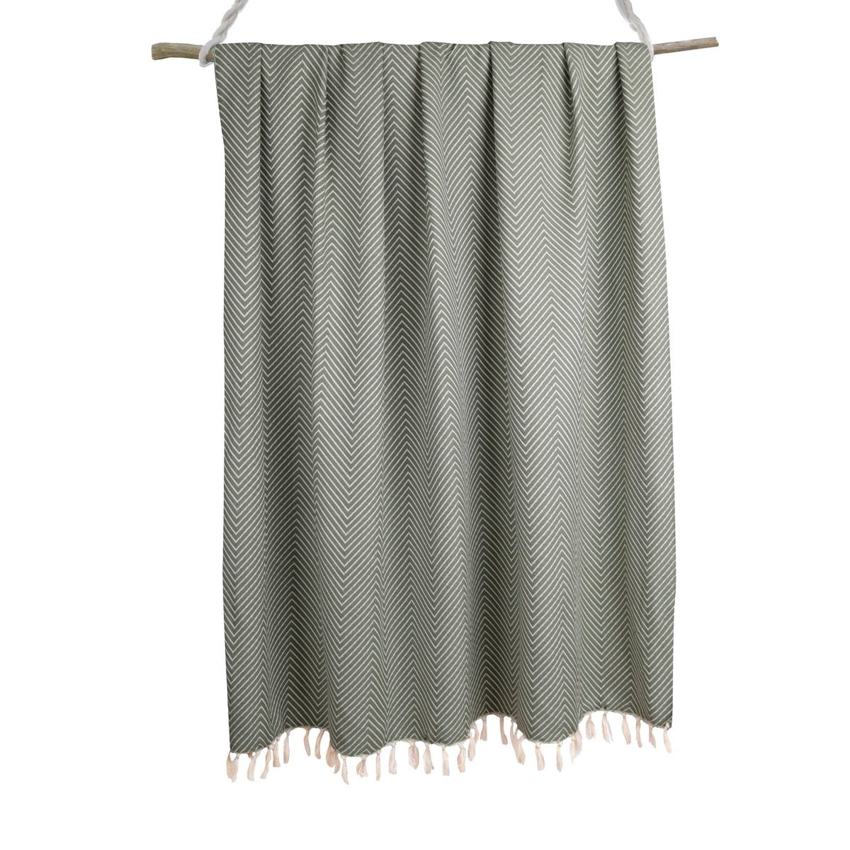 Plaid coton AMSTERDAM vert olive, FEBRONIE