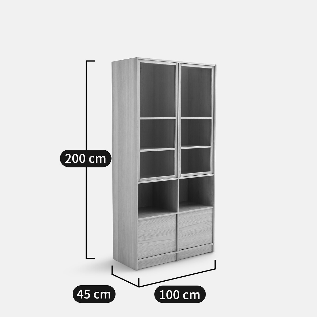 Senssia Modular Bookcase with 4 Doors/2 Compartments oak, LA REDOUTE INTERIEURS