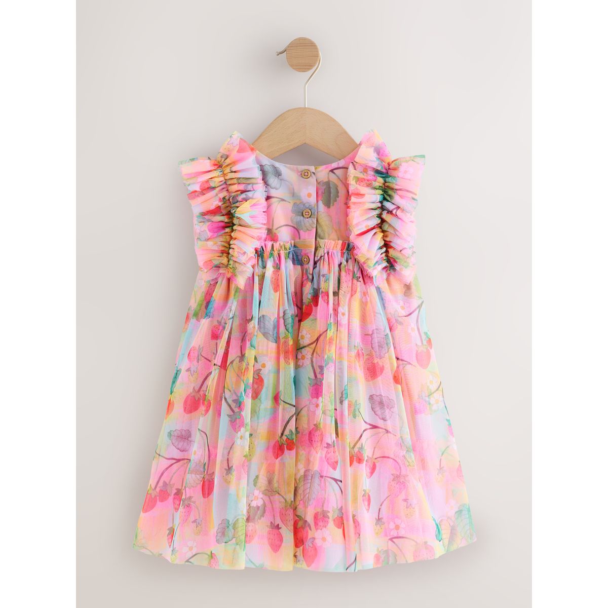 Robe en tulle à épaules volantées rose, NEXT