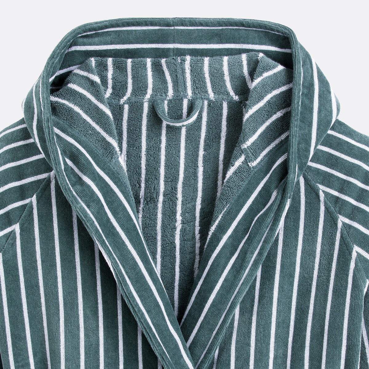 Peignoir capuche éponge velours rayures 450g Bagno vert/blanc, LA REDOUTE INTERIEURS