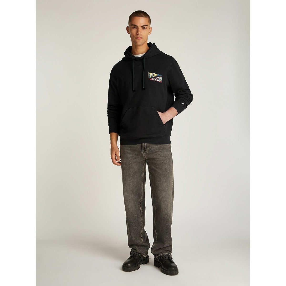 Hooded Sweatshirt with Back Logo black, TOMMY JEANS