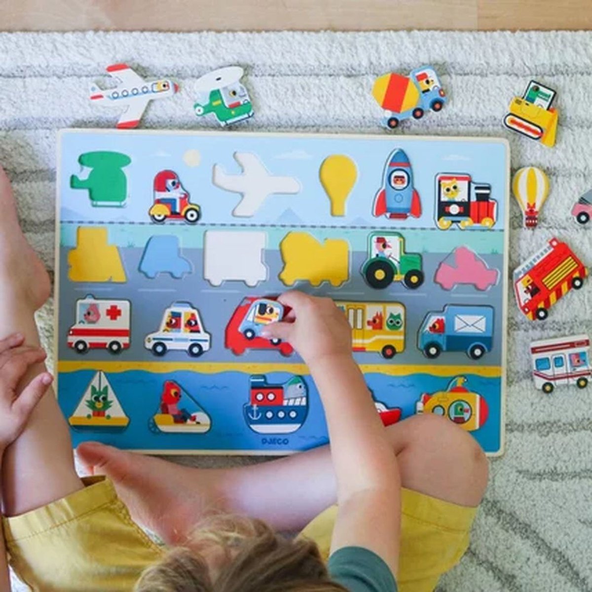 Puzzle en bois Puzzlo Vroom multicolore, DJECO