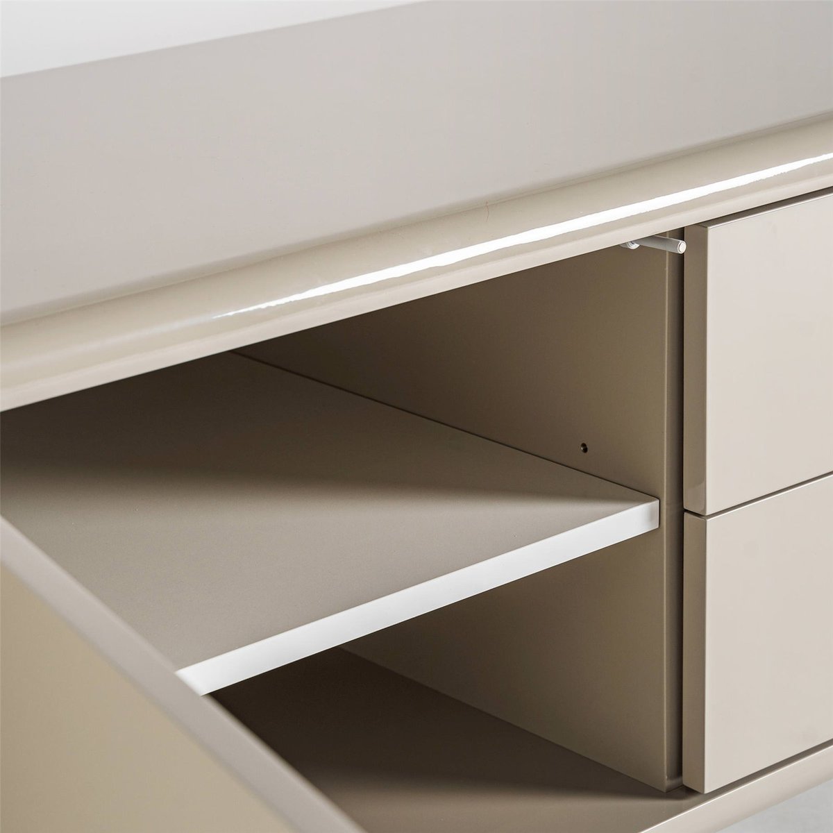 Meuble tv en bois crème brillant contemporain, RECOLLECTION