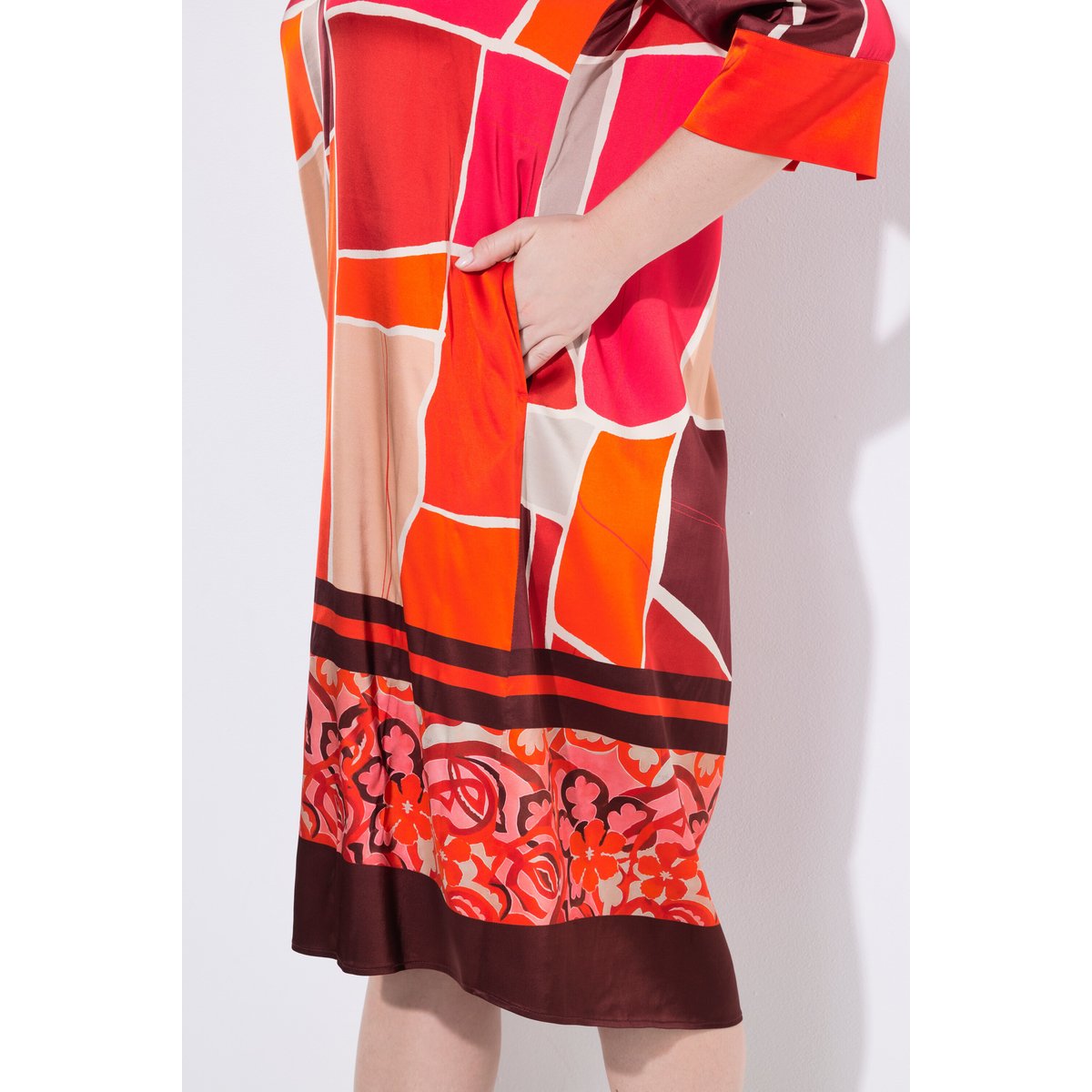Robe midi coupe évasée rose vif fuchsia, ULLA POPKEN