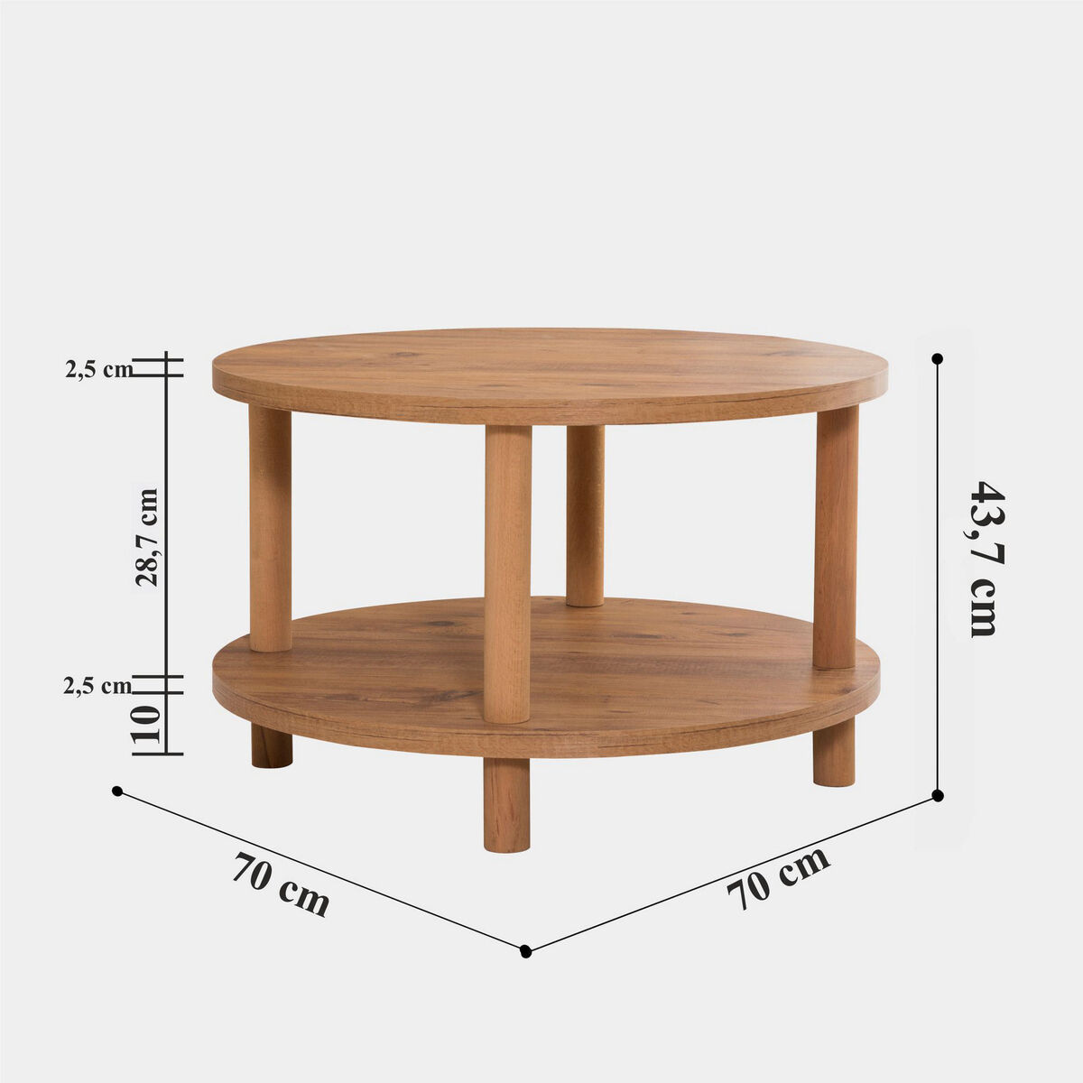 Table basse ronde 2 niveaux - ROBY pin atlantique, CALICOSY